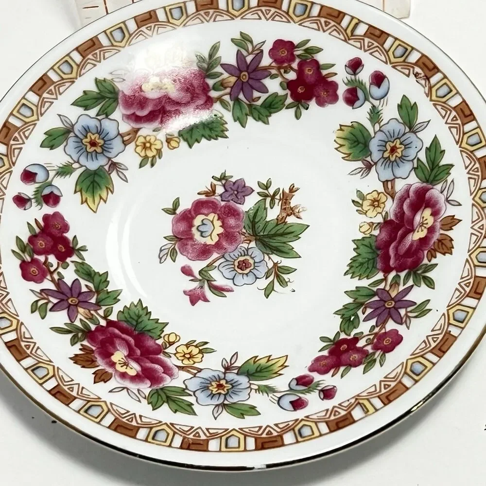 Mid Century Floral Chinese-Jingdezhen-Demitasse Saucer 4.5”